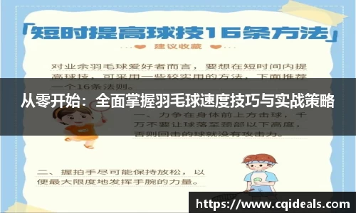 从零开始：全面掌握羽毛球速度技巧与实战策略