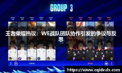 王者荣耀热议：WE战队团队协作引发的争议与反思